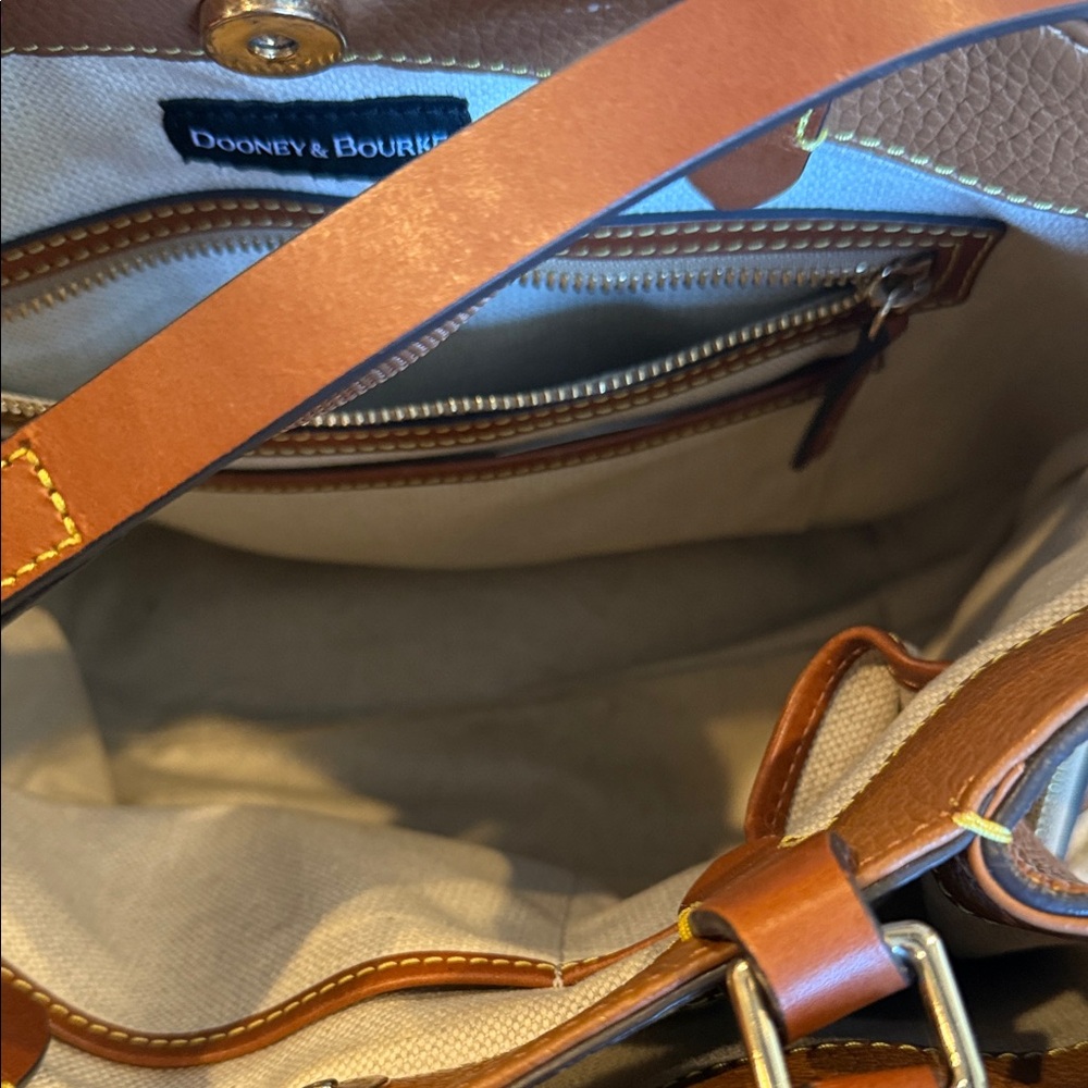 Dooney Bourke Brown Leather Tote Bag - Picture 2 of 7